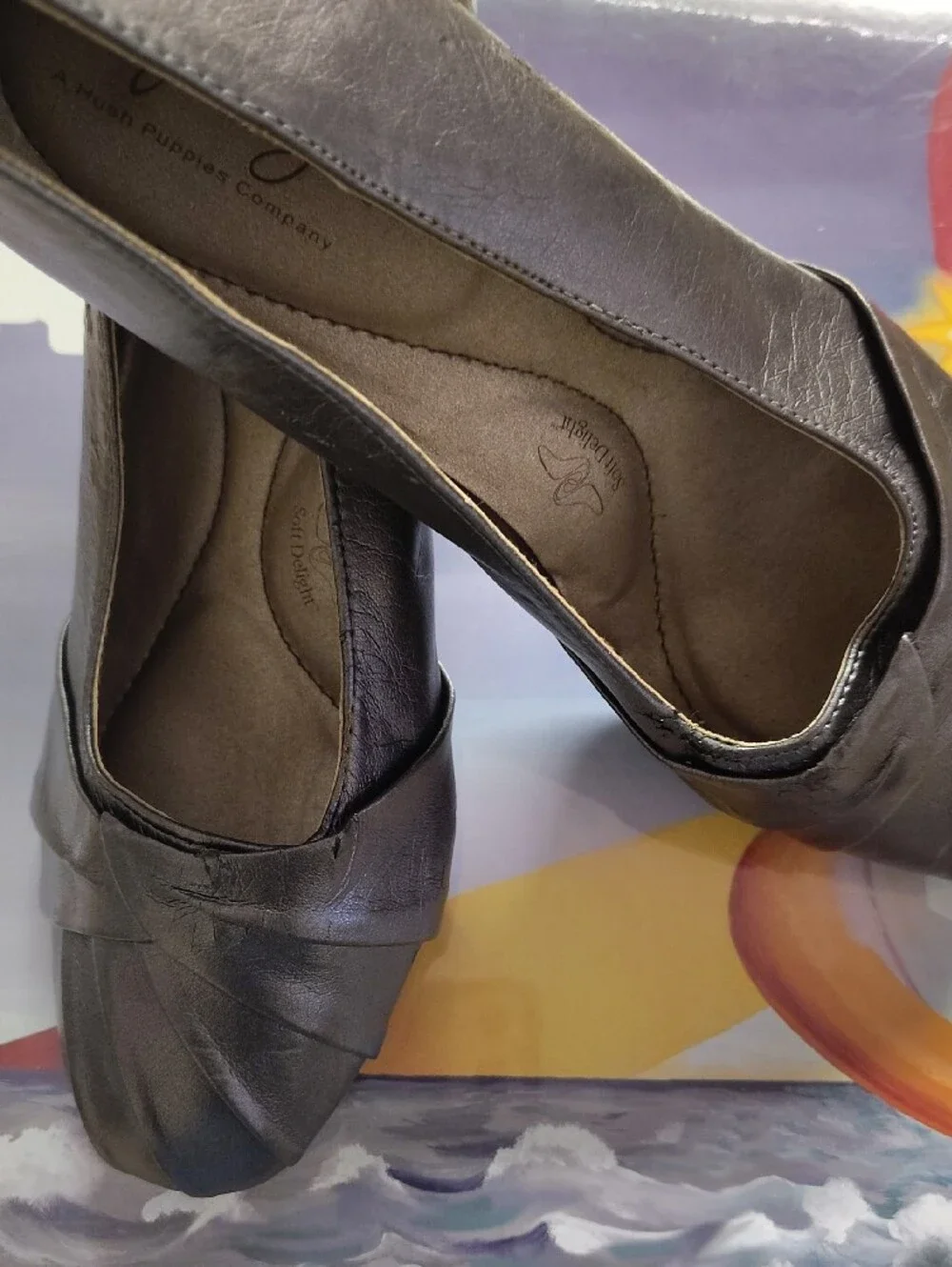 Soft Style Black Leather-Look Knot Ballet Flats